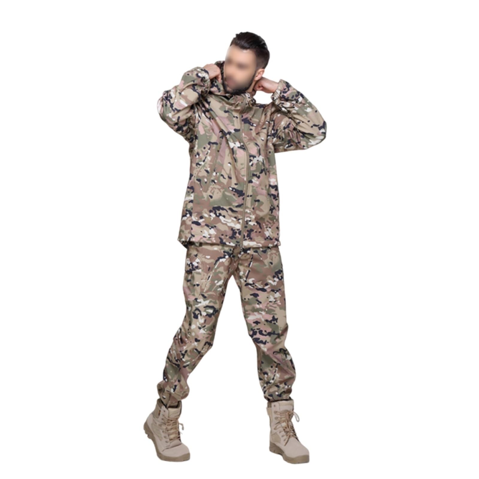 Wygwlg Completo Sci Uomo, Completo Invernale Sportivo Da Uomo In Caldo Pile Giacca E Pantaloni Da Sci Mimetici Con Cappuccio, Tute Snowboard Isolanti E Impermeabili, Per Sport Sulla