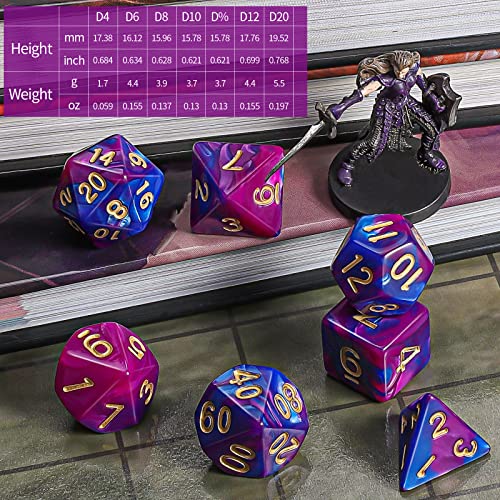 Image of CiaraQ 7pcs Polyhedral Dice Set for Dungeon and Dragons MTG Table Games