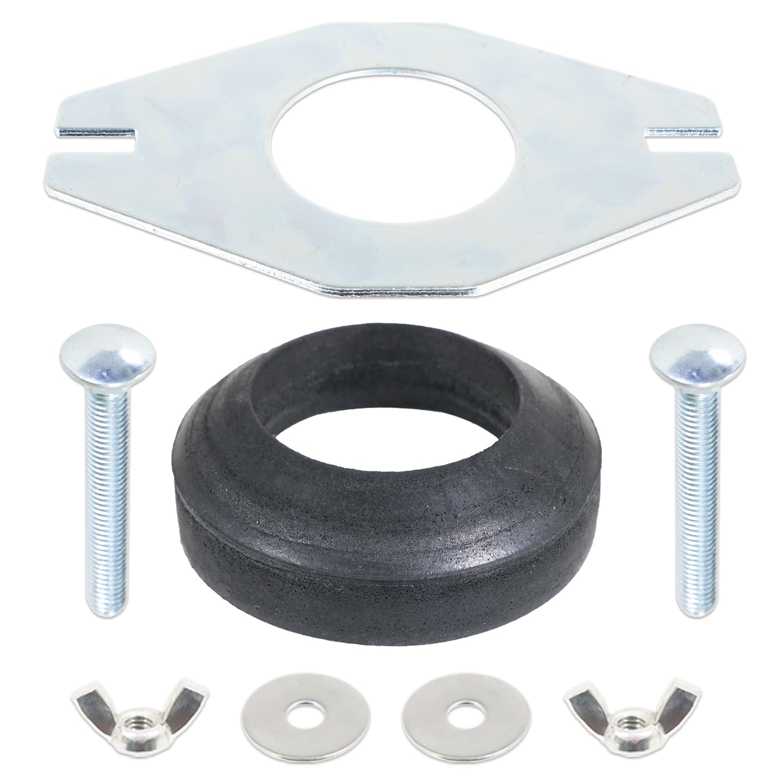 Spares2go Universal Toilet Cistern Close Coupling Fixing Kit Flat Metal Plate Tank Pan Bowl Connector Set (2")
