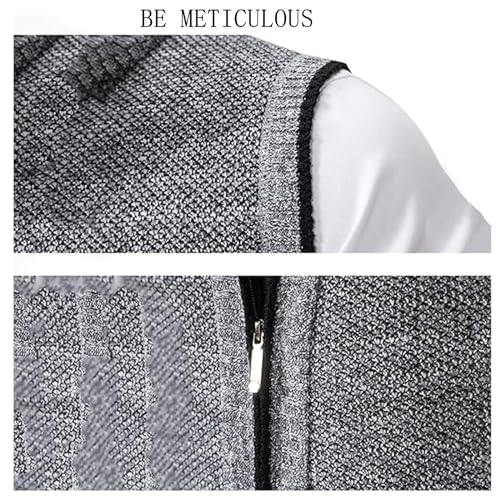 Men's Fleece Vest Work Daily Leisure, Thickened Stand Collar Zipper Sleeveless Sweater Vest, Mens Zipper Vest4