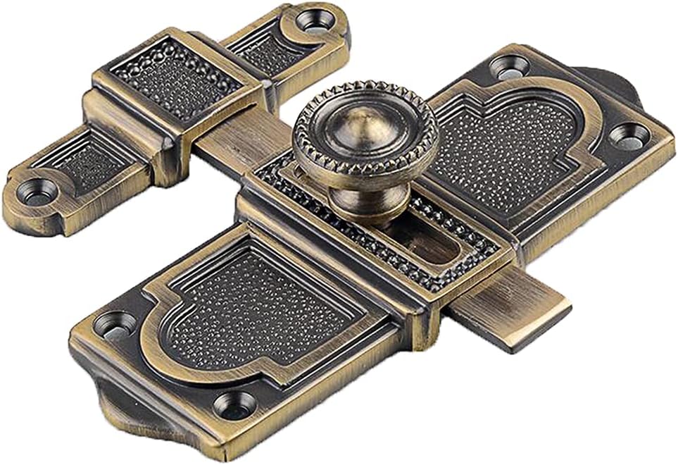 Portable Door Lock, Door Latch Barrel Bolt，Heavy Duty Thicken Anti-Theft Sliding Lock Gate Buckle，Antique Brass Door Window Security Latch(Golden)