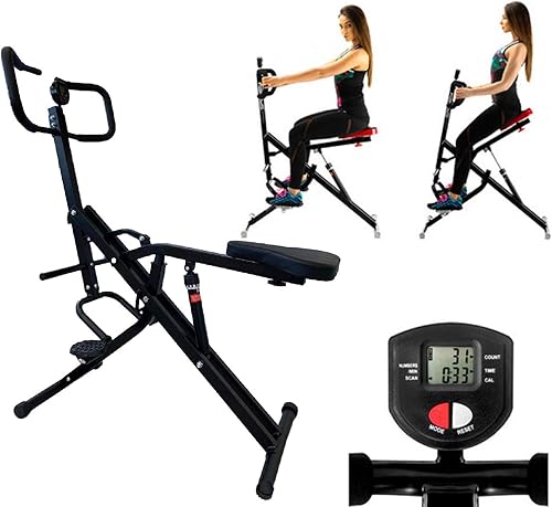 Power Rider Total Crunch Abdominal Crunch AB Entrenamiento Fuerza Máquina de ejercicios con cilindro hidráulico y monitor