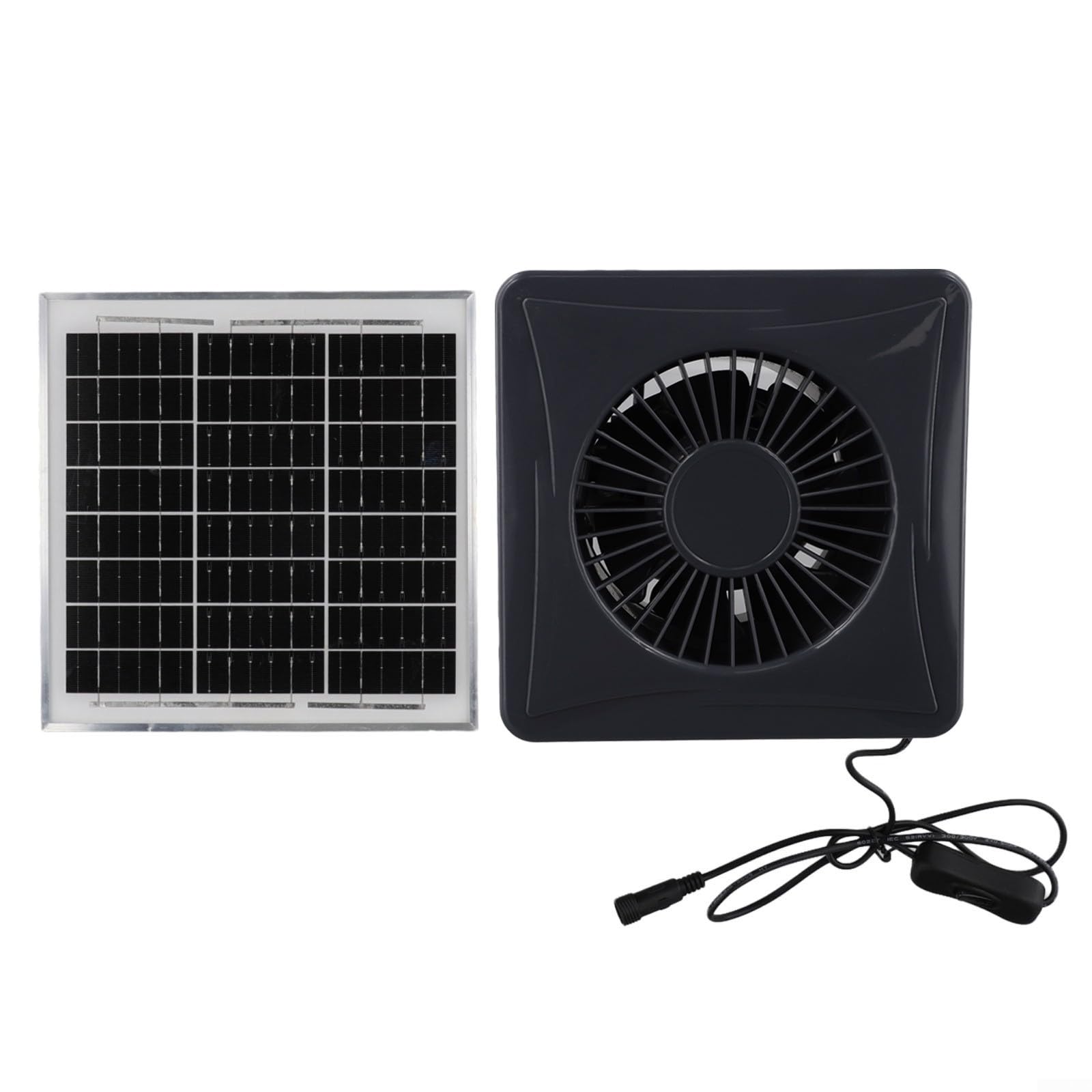 Presa d'aria a energia solare da 12 V per ventilatore a parete con struttura in ABS resistente al fuoco, pala della ventola potenziata e motore in rame a risparmio energetico (4 pollici)