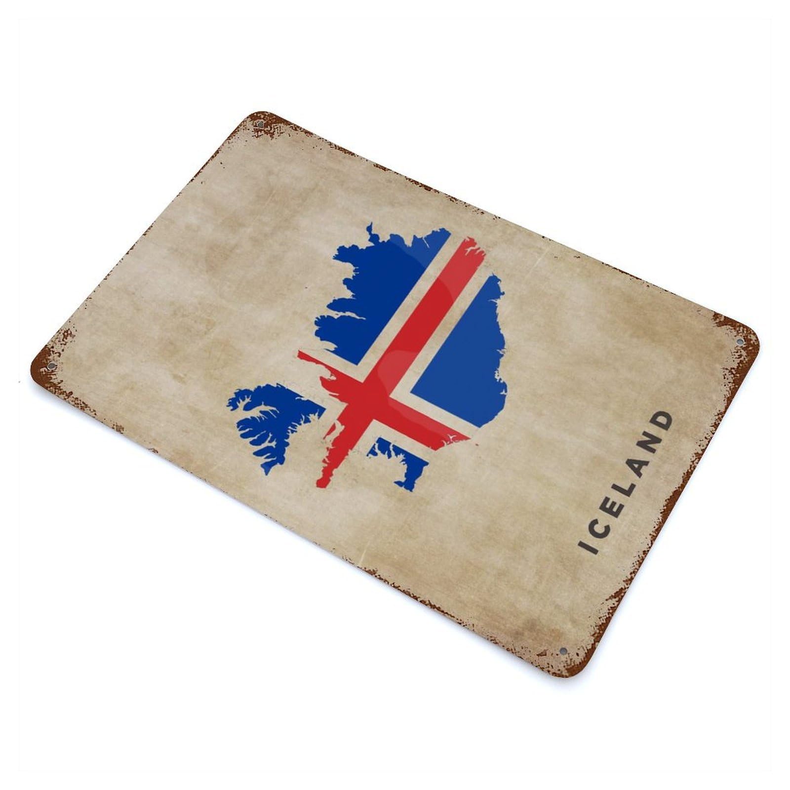 Iceland 11.8"x7.9" Rusty Metal Tin Sign, Novelty Wall Decor for Cafe, Home Bar And Lounge Decor