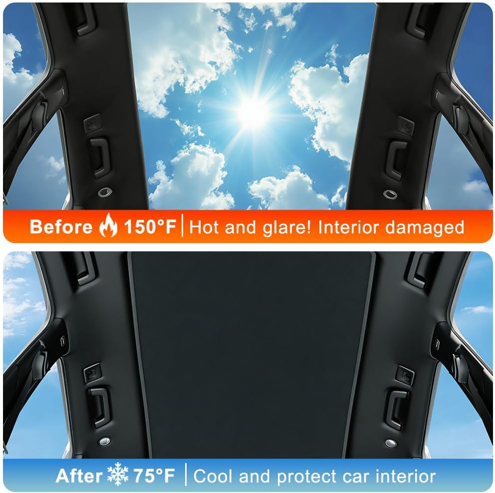 Car Sunroof Compatible with Q5 2017-2009 5-Door SUV, Foldable Glass Roof Sunshade with Storage Bag, Heat Insulation Sun Protection Roof Interior Sunshade, Black