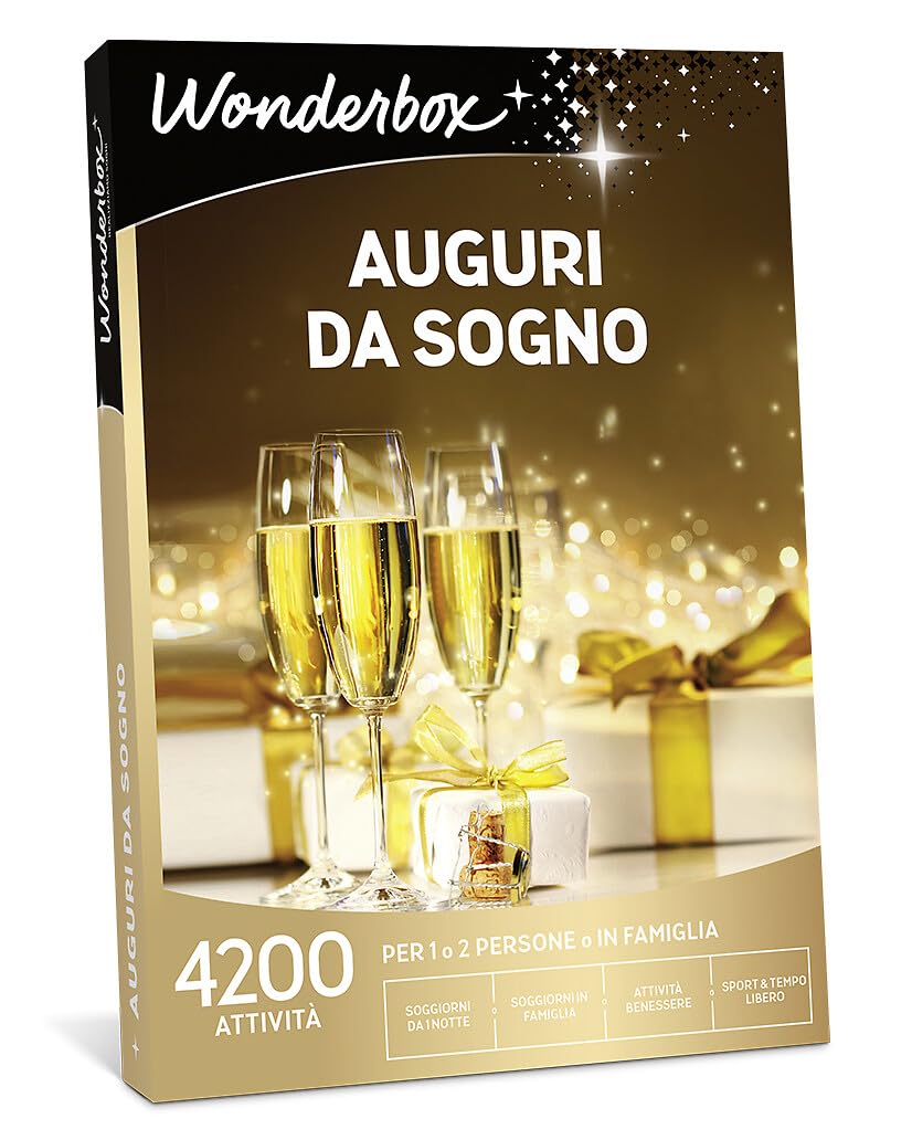 Wonderbox - Cofanetto Regalo - Auguri Da Sogno - 1 o 2 persone - 4200 attività : Soggiorni, Benessere, Sport & Tempo Libero | 1 attività a scelta - Più di 4200 esperienze - Soggiorni, benessere o sport & tempo libero