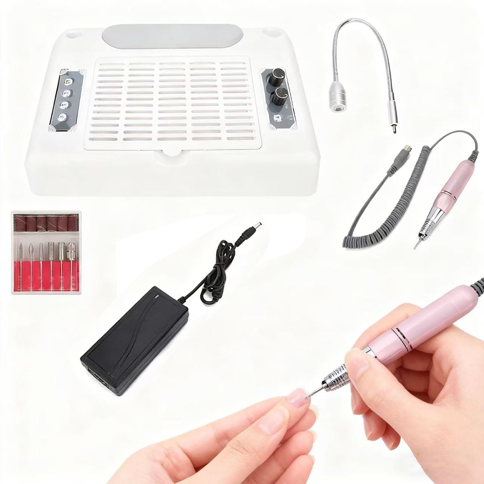 Frezarka do paznokci 5 w 1, elektryczna lampa do manicure, suszarka, odkurzacz, pochłaniacz pyłu do paznokci, polerka do paznokci, lampa LED do paznokci, do salonu i domu