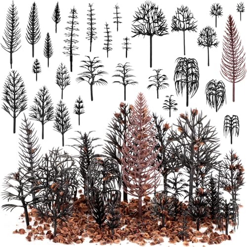 Canlierr 28 Pcs Miniature Model Dead Tree for Diorama Mini Tiny Fake Plastic Late Fall Trees with...