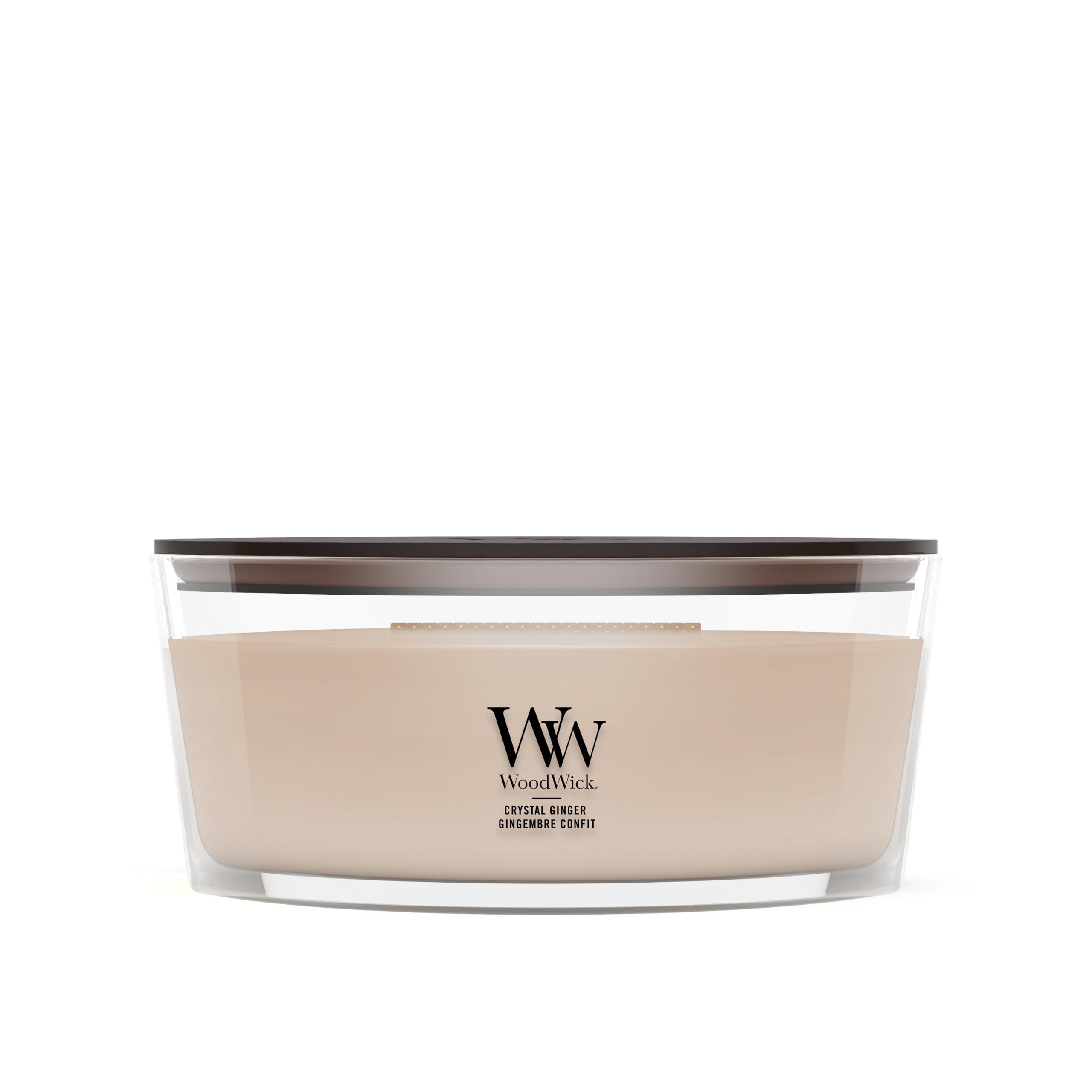 WoodWick ellipsenförmige Duftkerze mit knisterndem Docht | Crystal Ginger | Brenndauer bis zu 50 Stunden