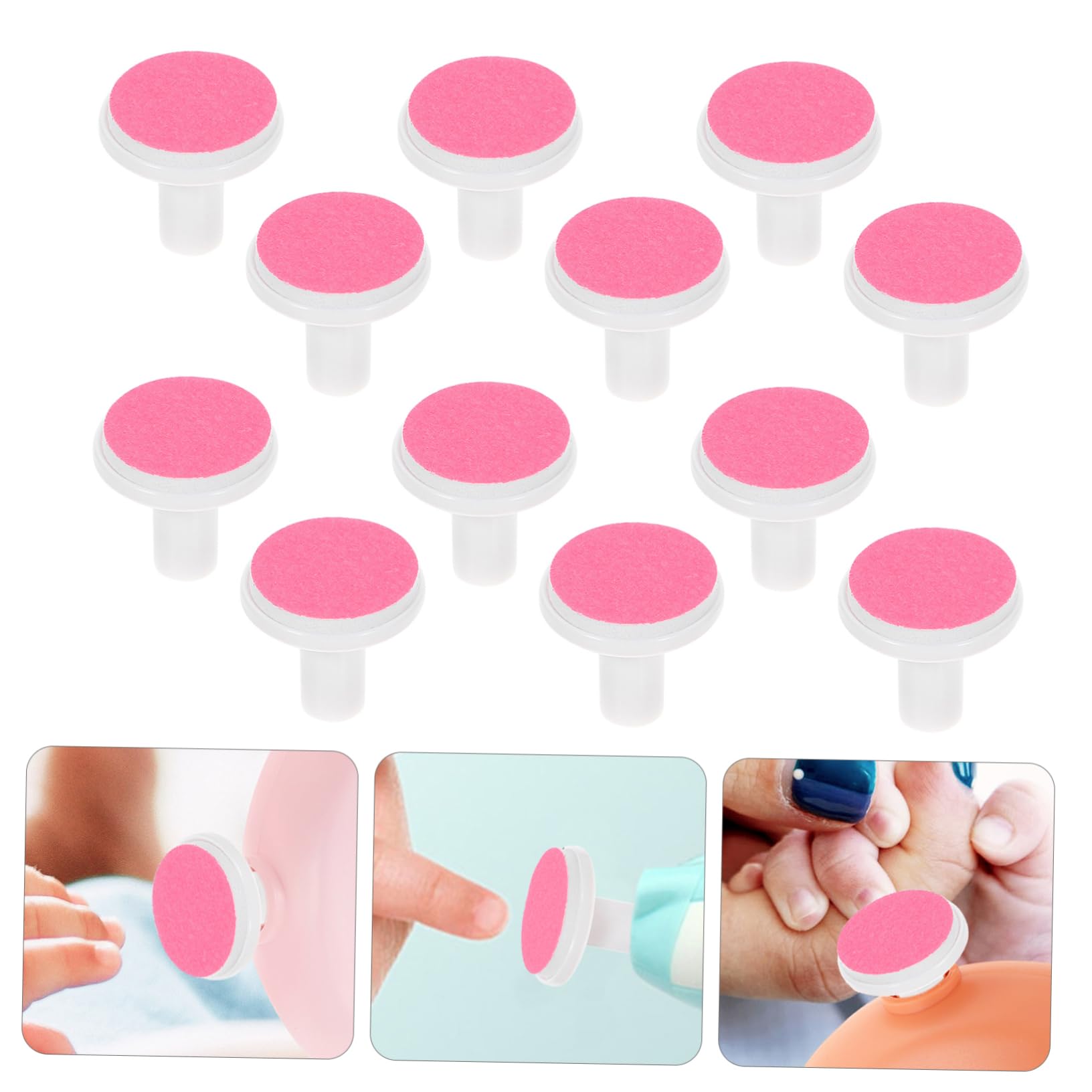 VALICLUD 12Pcs Nail Grinding Pads Replacement Heads for Electric Nail Trimmer Nail File Accessories Safe and Gentle for Nails for Months