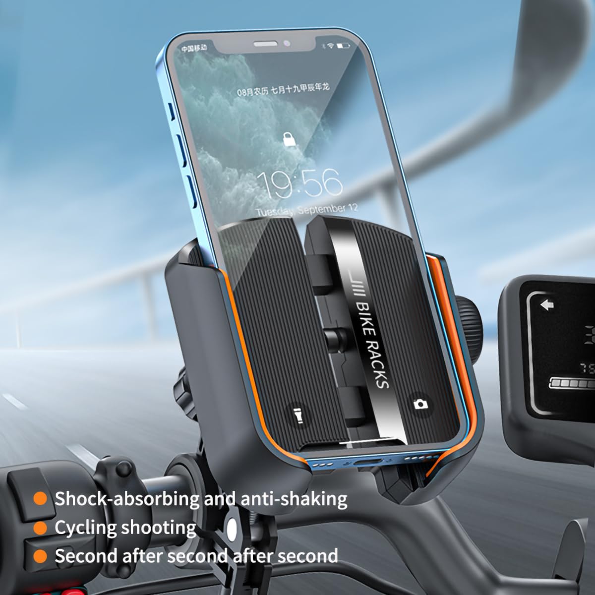 Uchwyt na telefon motocyklowy – uniwersalny elastyczny uchwyt na telefon do roweru, ATV, obracany o 360°, odporny na wstrząsy