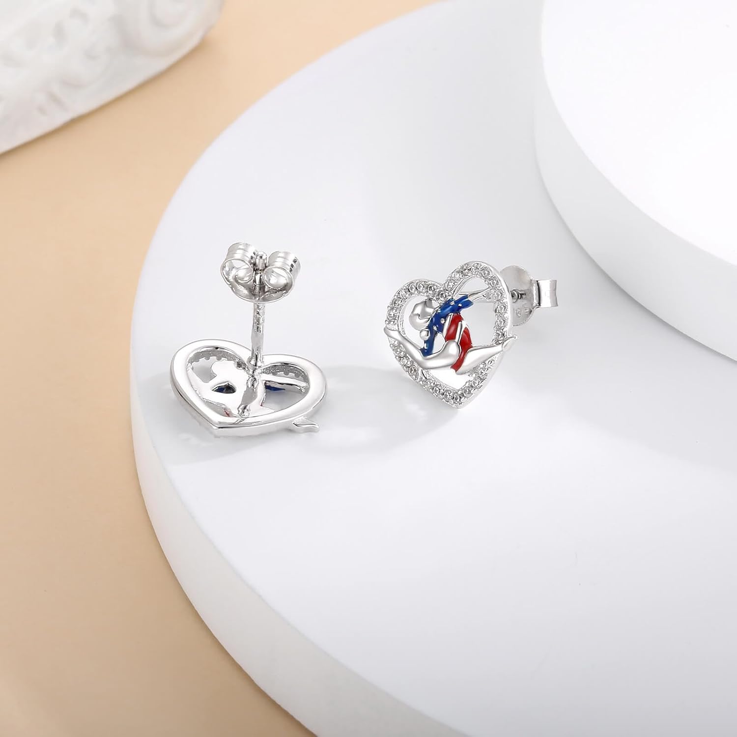 925 Sterling Silver Gymnast Stud Earrings Pendant Necklace Gymnastics Gifts for Women Gymnast Jewelry Christmas Birthday Gifts for Granddaughter Daughter