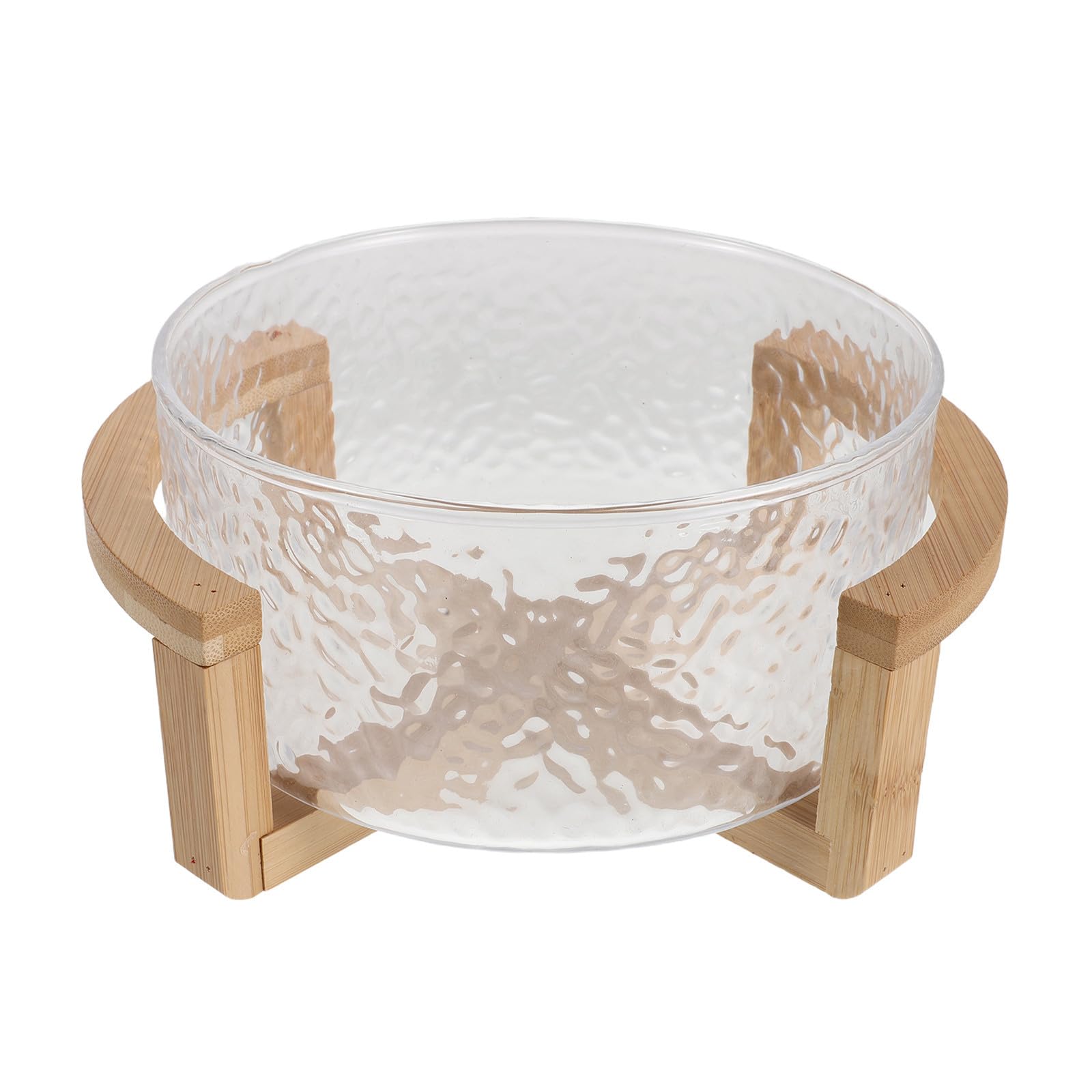 Insalatiera in Vetro con Supporto in Bambù 21x17,5x10 Cm Set 1 Pezzo, Design Elegante e Funzionale per Uso Quotidiano e Picnic, Promuove la Sostenibilità