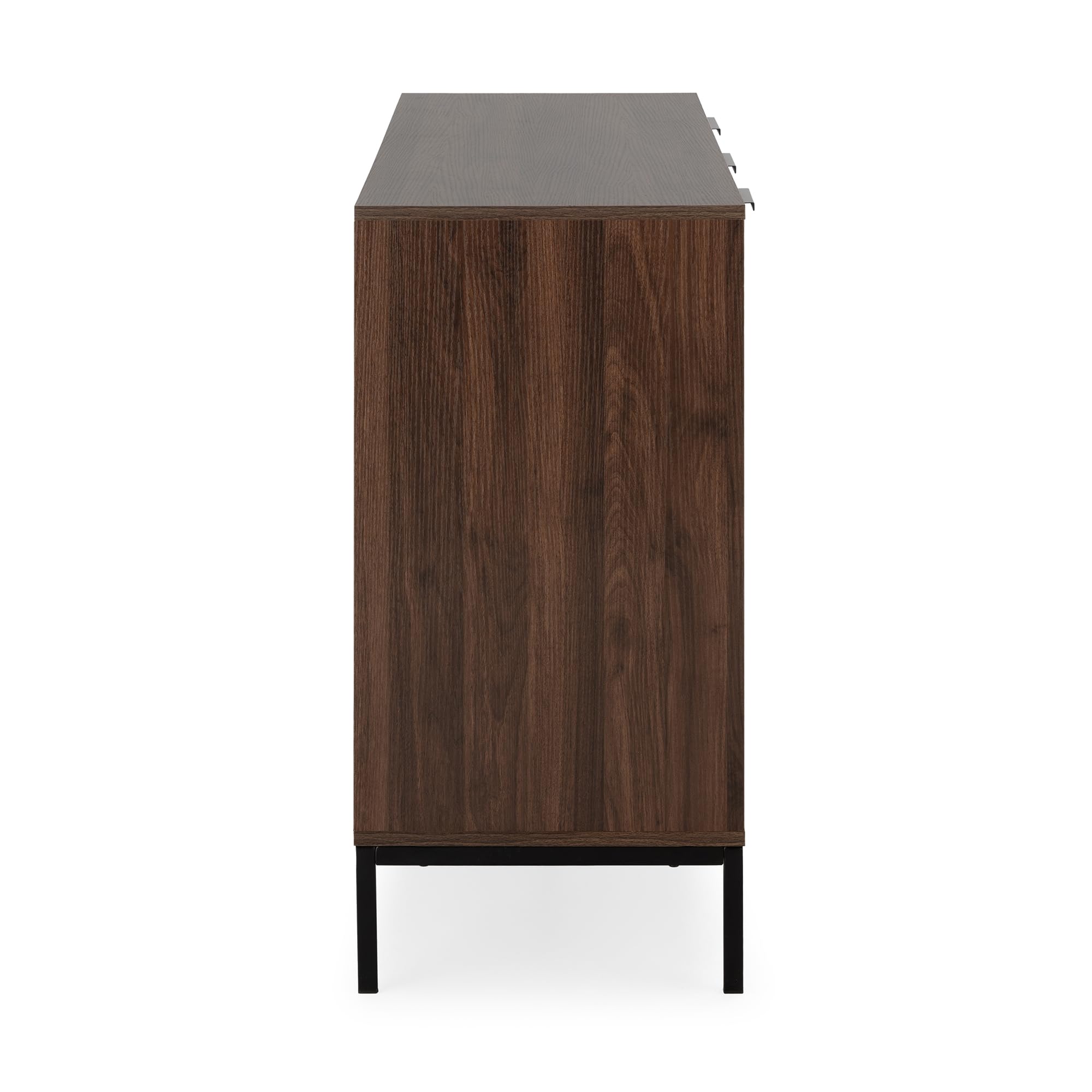HOMN LIVING Aparador Auri 3 Puertas Color Nogal, 140 cm (Ancho) 40 cm (Profundo) 80 cm (Altura)