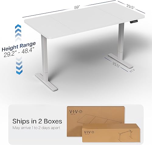 Vista 250 de VIVO DESK-KIT-1W6G - Escritorio eléctrico de pie de 60 x 24 pulgadas, ajuste de altura de memoria, serie 1B, parte superior de nogal oscuro de una