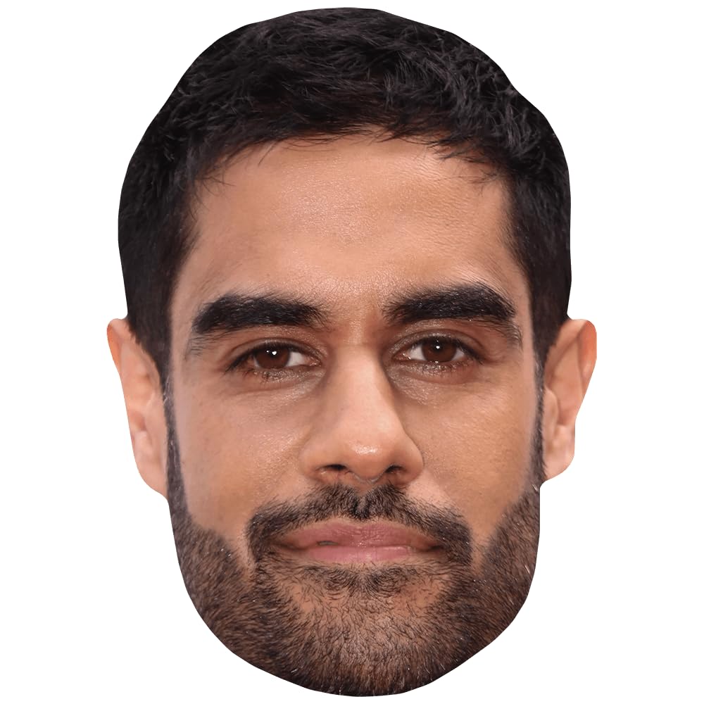 Celebrity Cutouts Lifelike Sacha Dhawan (Smile) Celebrity Mask, Flat Card Face, Fancy Dress Mask