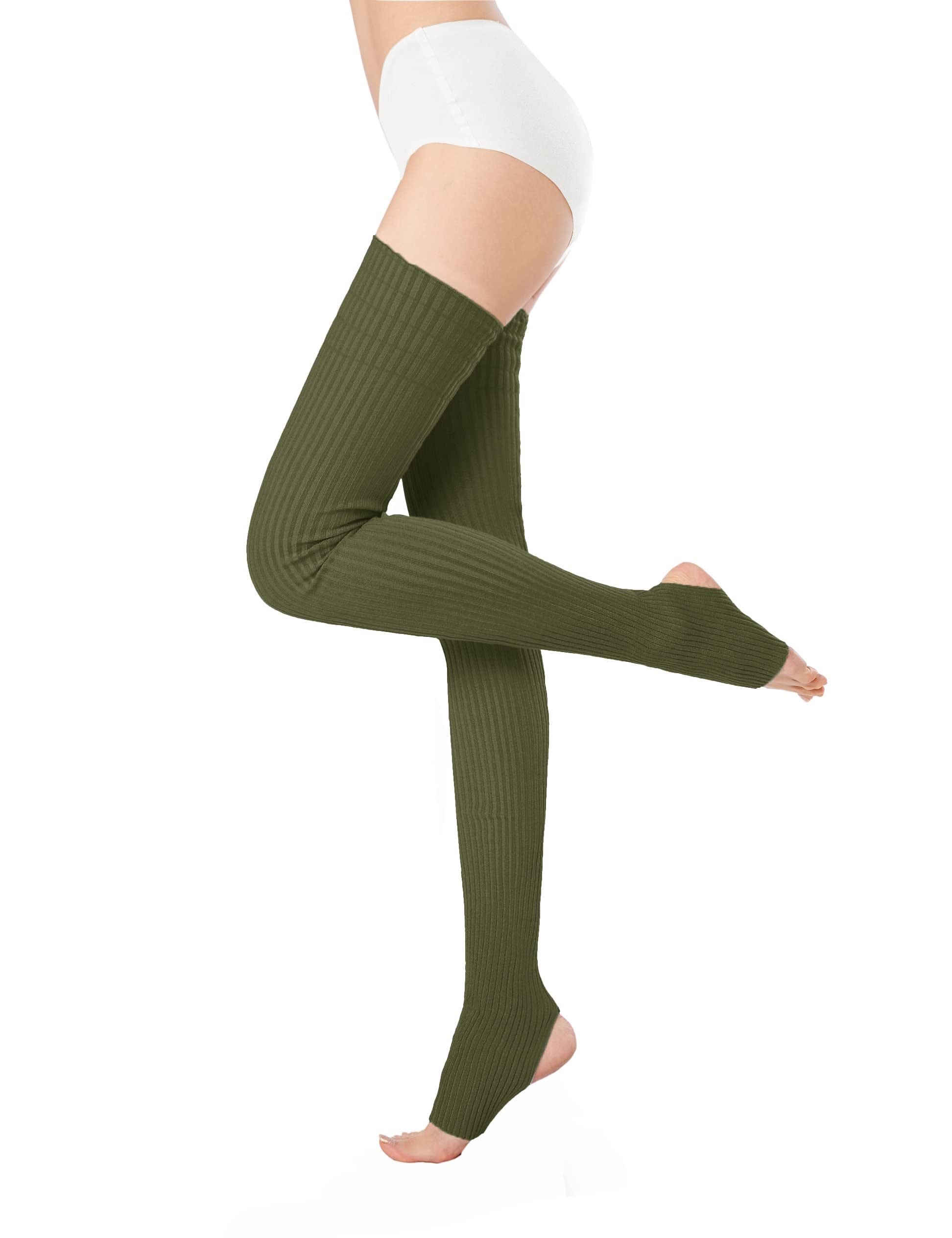 v28 Women Girls Thigh High Neon Ribbed Long 80s 90s Party Skating Leg Warmers