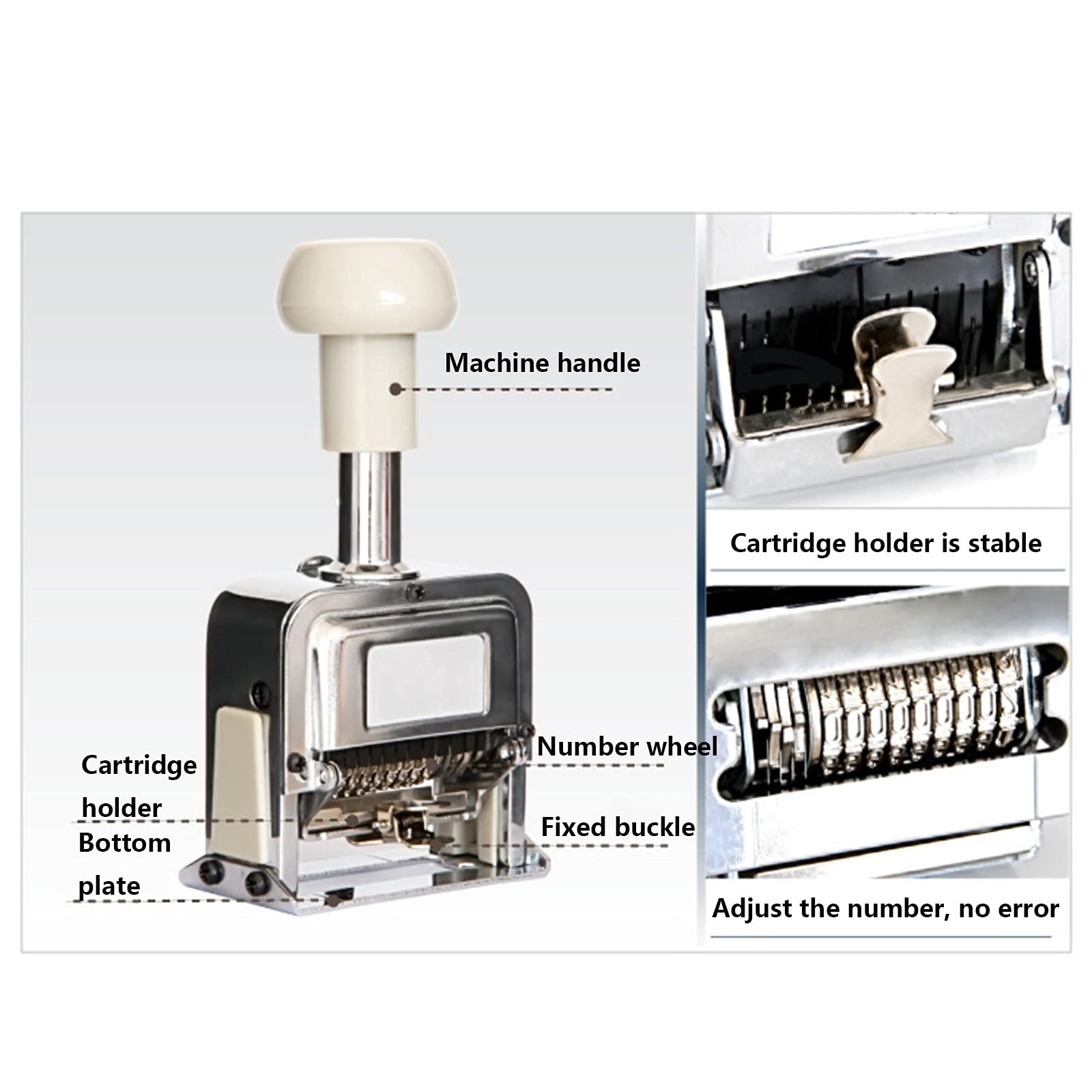 Numeratrice automatica - Timbro della data completamente automatico - Design in acciaio inossidabile per contratti manuali e numerazione consecutiva - Tecnologia senza inchiostro