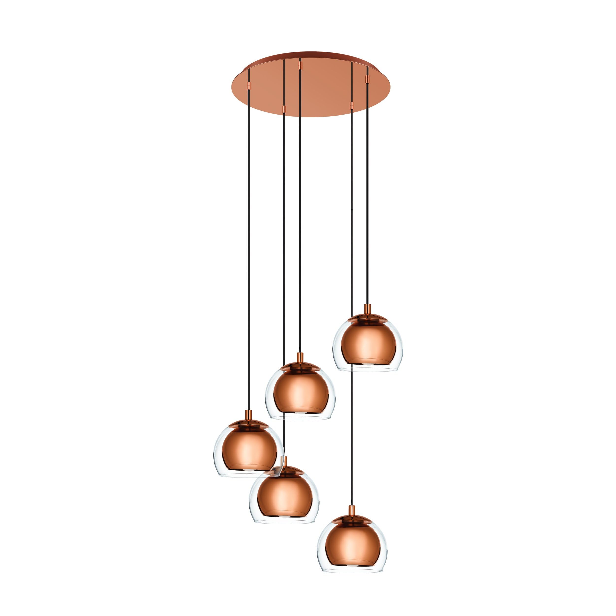 Eglo Rocamar 1 Pendant Light, Copper, Ø 59 Cm, 5-Bulb, Metal/Glass