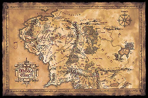 POSTER STOP ONLINE The Hobbit/The Lord of the Rings - Movie Poster/Print (Map of Middle Earth - Limited Dark/Sepia Edition) (Size 36 x 24) (Unframed)