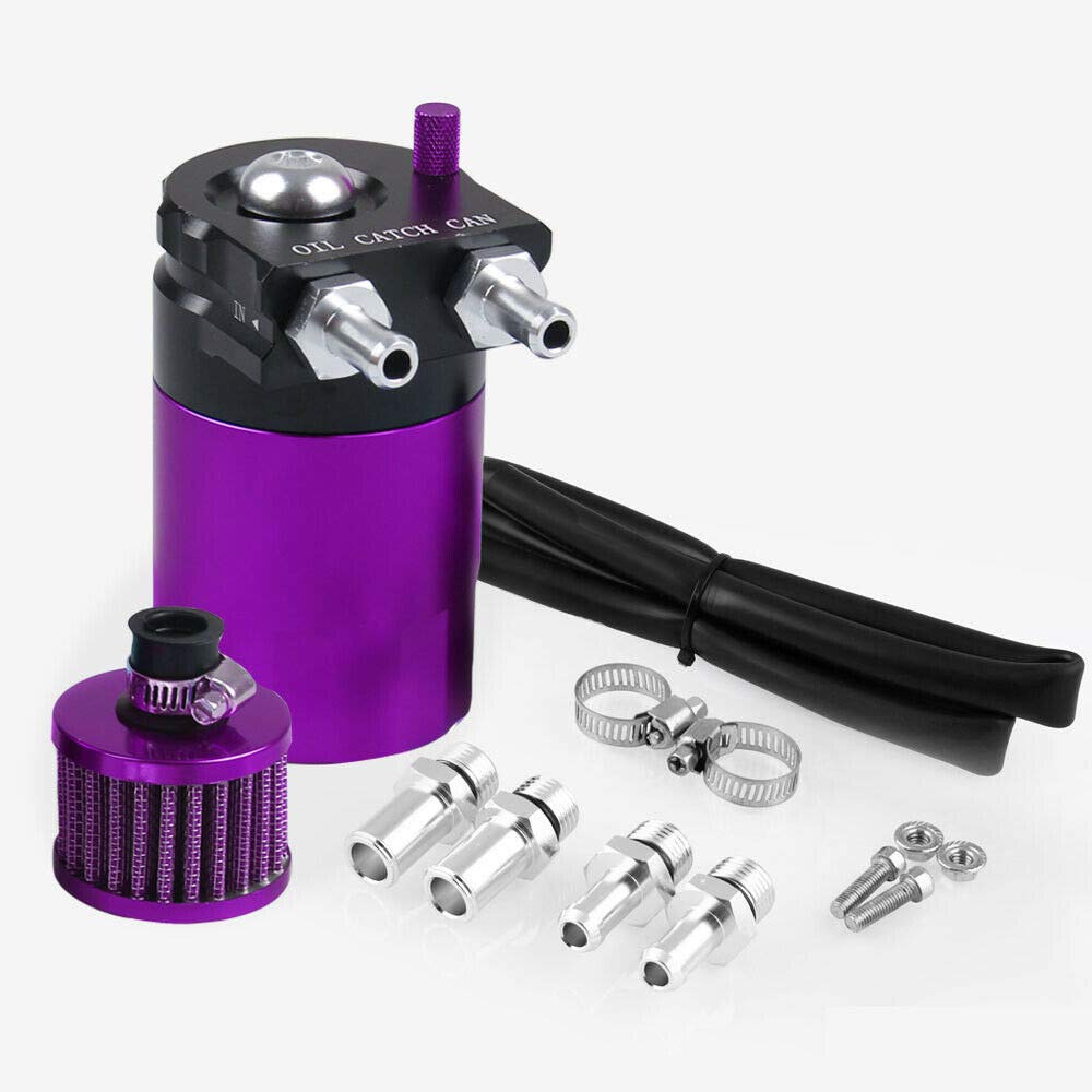 Riloer Lata de Captura de Aceite Universal, Filtro de Aire de 300 ml, Respiradero, Separador de Motor, Tanque de Aceite, Colector de Aceite para Automóvil (Negro)
