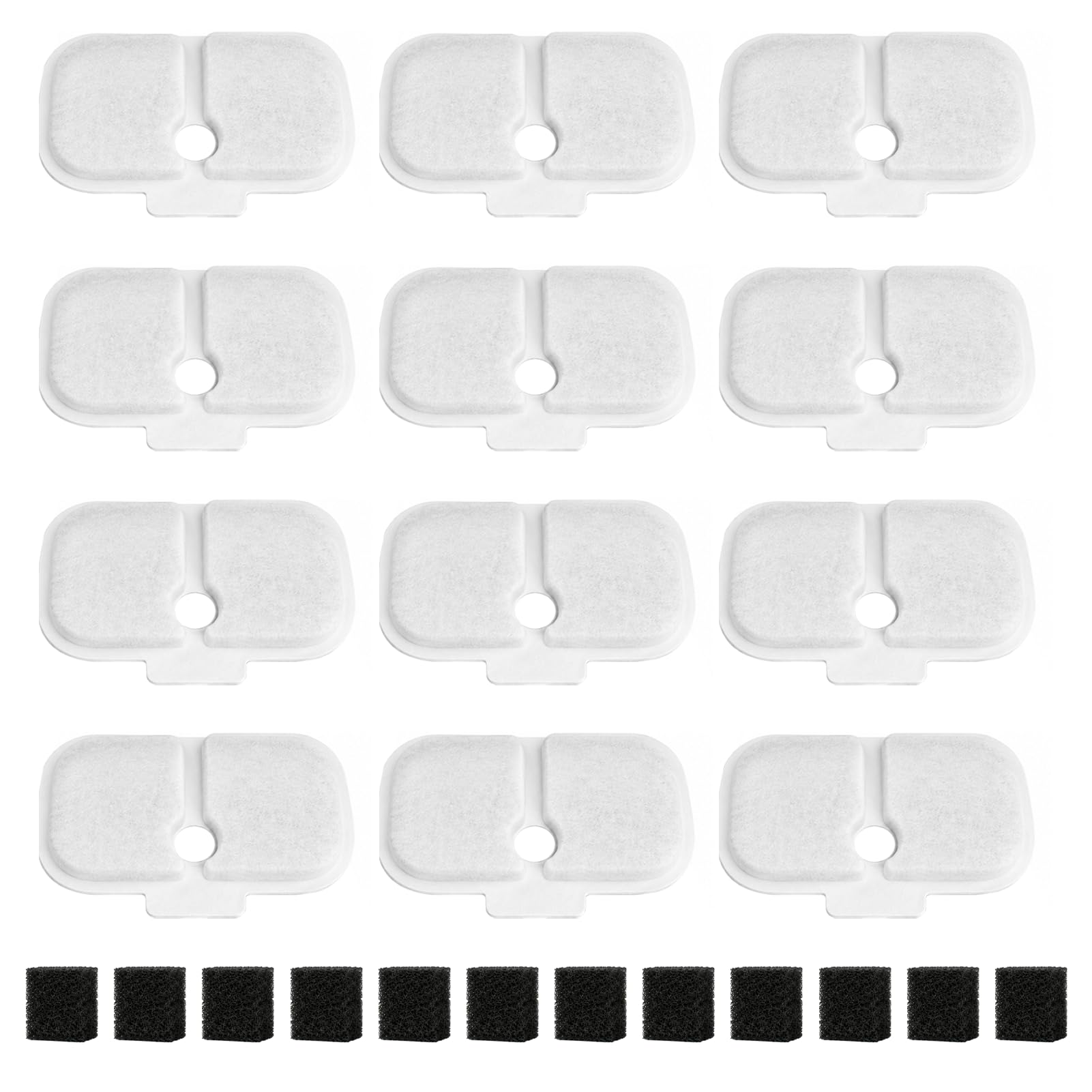 12 Stück Filter für Wasserbrunnen für Katzen, kompatibel mit PLWF005 PLWF115 PLWF105, Filter kompatibel mit Dockstream, Katzenbrunnen mit mehrschichtiger Filterung, vertikal, Aktivkohle-Kartusche
