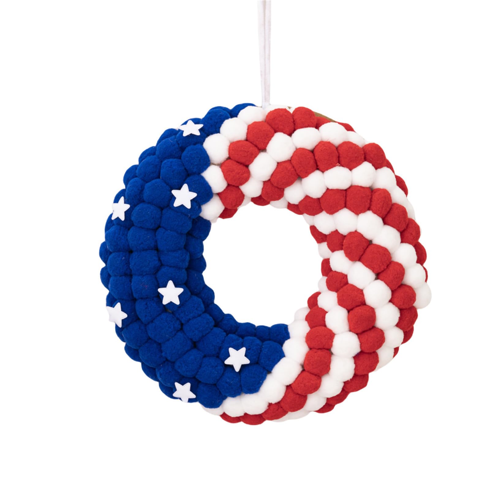 Buxuaaaa Artificial Round Shaped Patriotic Wreath for Front Door and Independence Day Decors Farmhouses Wall Hangings Craft Artificial Wreath