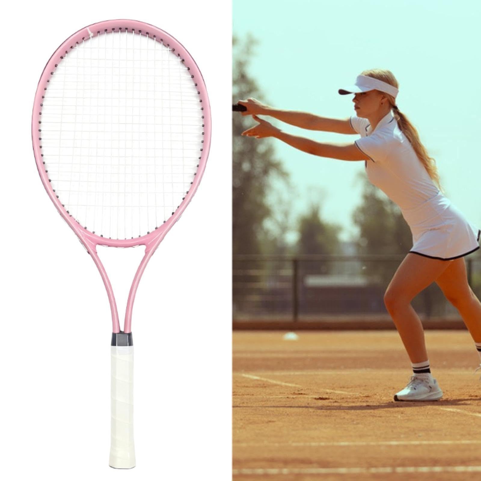 Racchetta da Tennis per Principianti Adulti, Comoda, Portatile, per Il Tempo Libero, L'allenamento, Leggera, per Giochi All'aperto, Esercizi I, Rosa