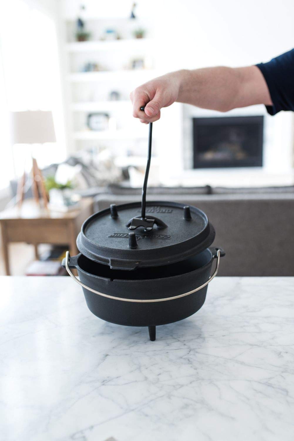 Treppiede Per Fal&ograve; Con Griglia Rotonda Per Forno Olandese E Campeggio, Per Cucinare In Ghisa