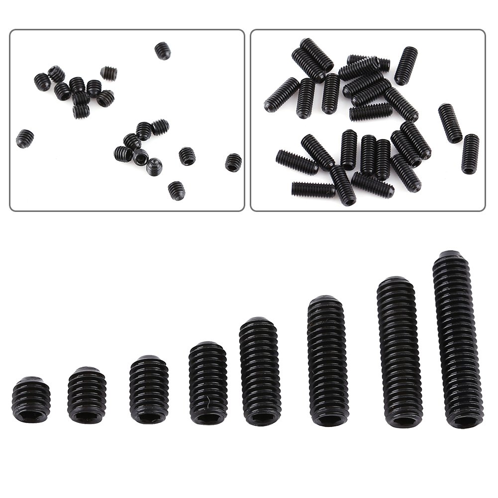 Confezione da 200 pezzi Viti per esagono incassato in acciaio al carbonio M3 Set di viti senza testa a tazza Set di kit di fissaggio per fissaggio a macchina