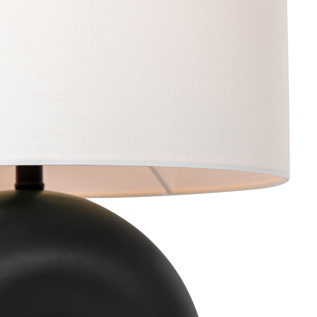 Qazqa Diseño Lámpara de mesa negra con pantalla de lino blanco - Lotti Plástico/Textil Orgánica Adecuado para LED Max. 1 x 40 Watt