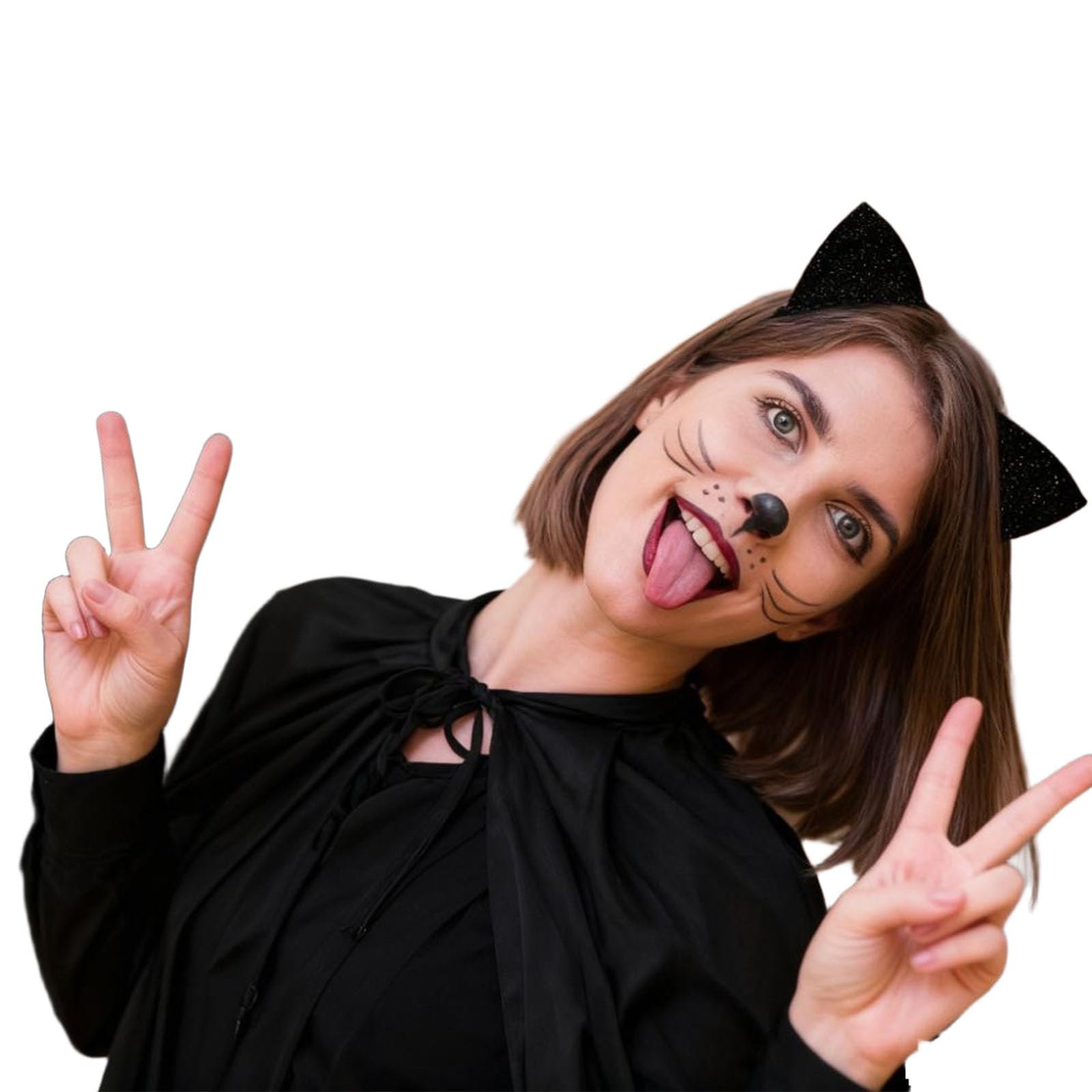 2er-Pack Katzenohren-Haarreif – Verstellbar, Glänzend Schwarz – Ideal Für Halloween, Catwoman & Cosplay