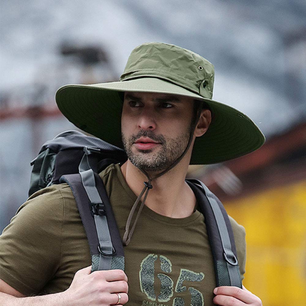 YANLE Sombrero de Pescador de 62 Cm para Hombre Sombrero de ala Ancha de Talla Grande Gorra de Protección Solar para Viajar IR de Excursión Acampar Pescar Al Aire Libre