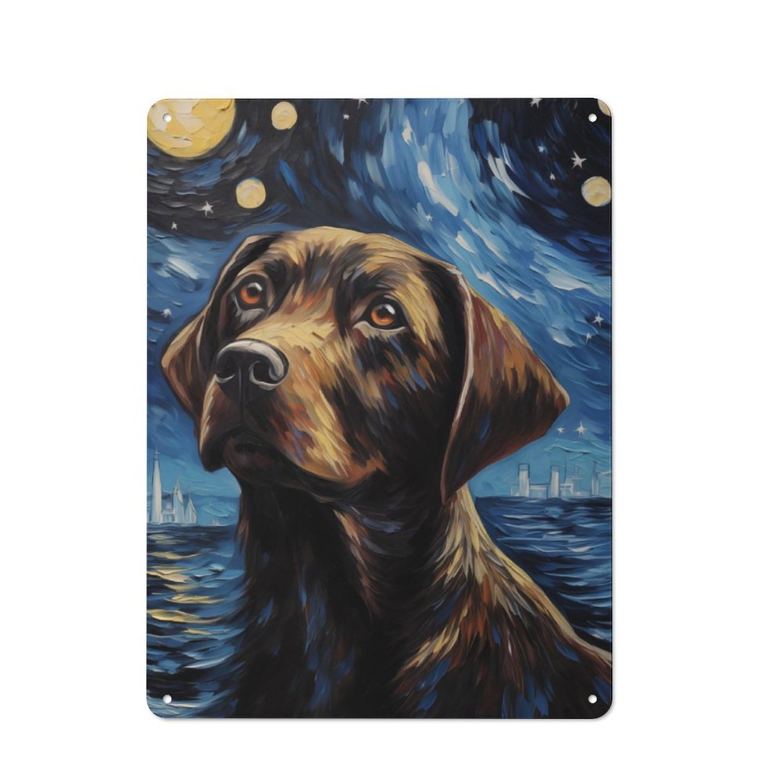 Junmoney Brown Labrador Dog Tin Sign 40X30cm For Café Or Home Bar, Rustic Wall Decor, For Garage, Workshop And Man Cave Decoration