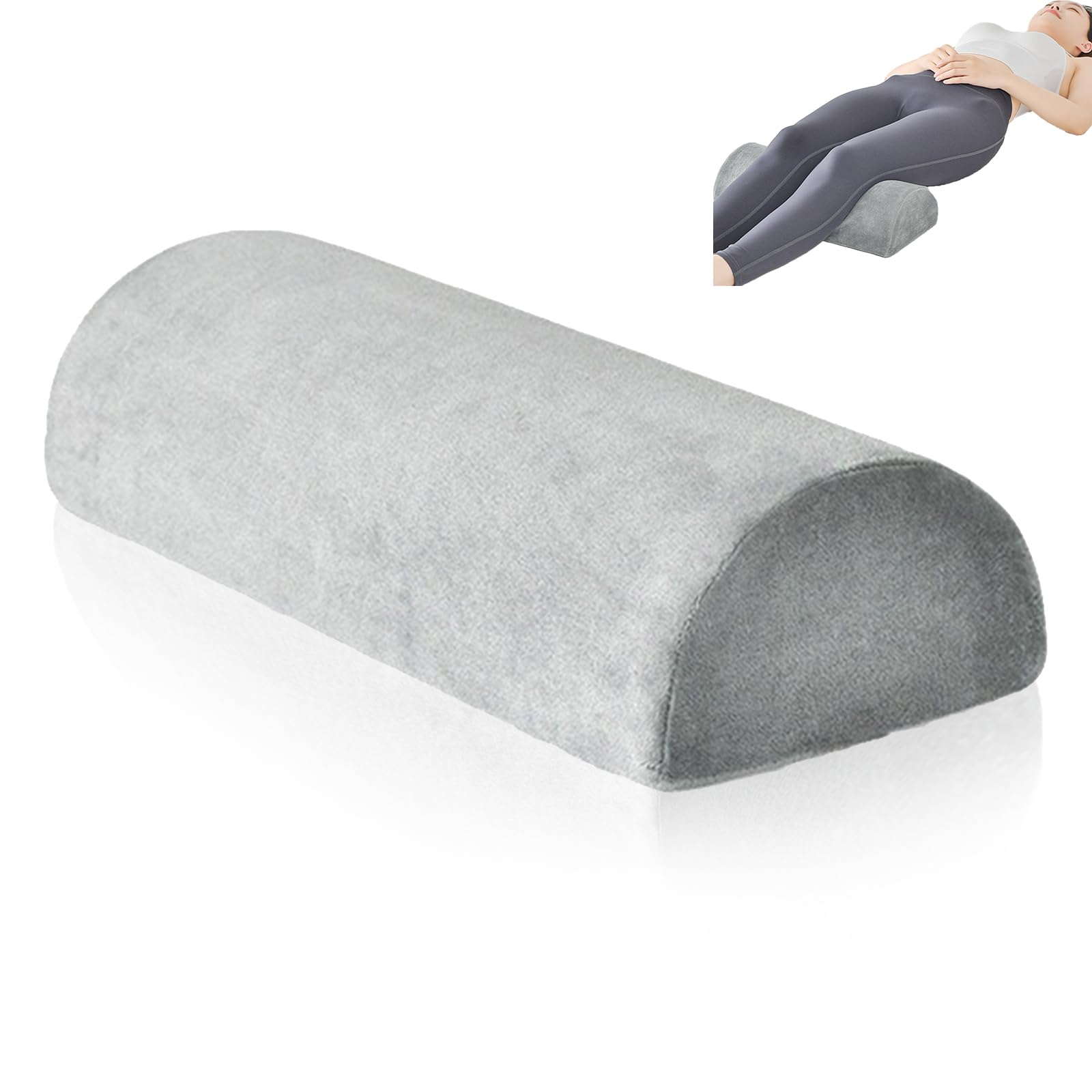 Yolispa Half Moon Memory Foam Pillow, Bolster Pillow Cushion with Removable Washable Velvet Cover, Leg Elevation Pillow Knee Support for Side and Back Sleepers for Neck, Legs, Knees, Waist