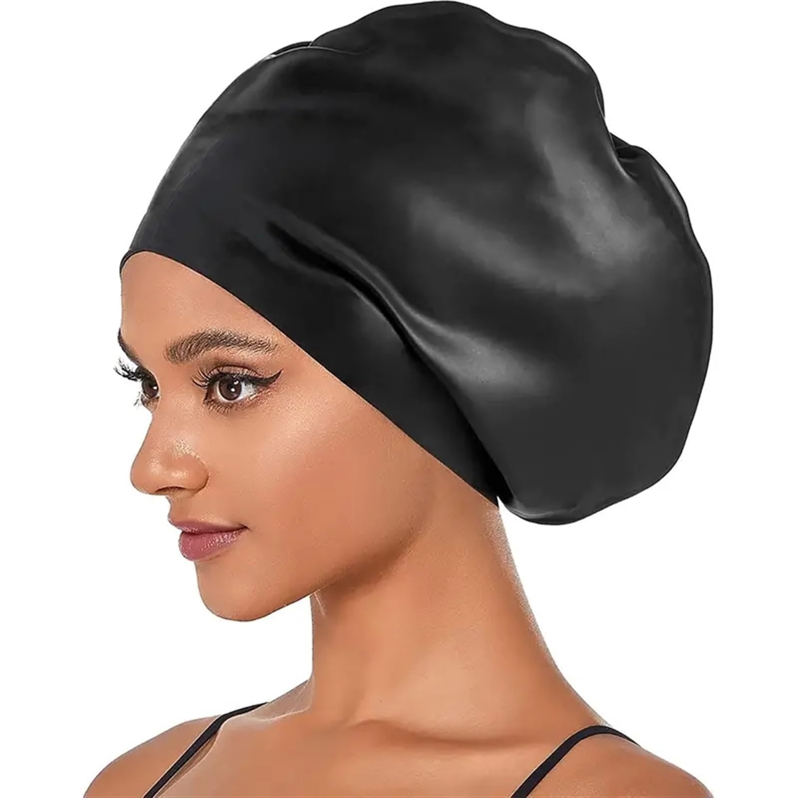 Bonnet de bain en silicone extra large pour cheveux longs tressés imperméable pour femmes, hommes, femmes (rose rose)