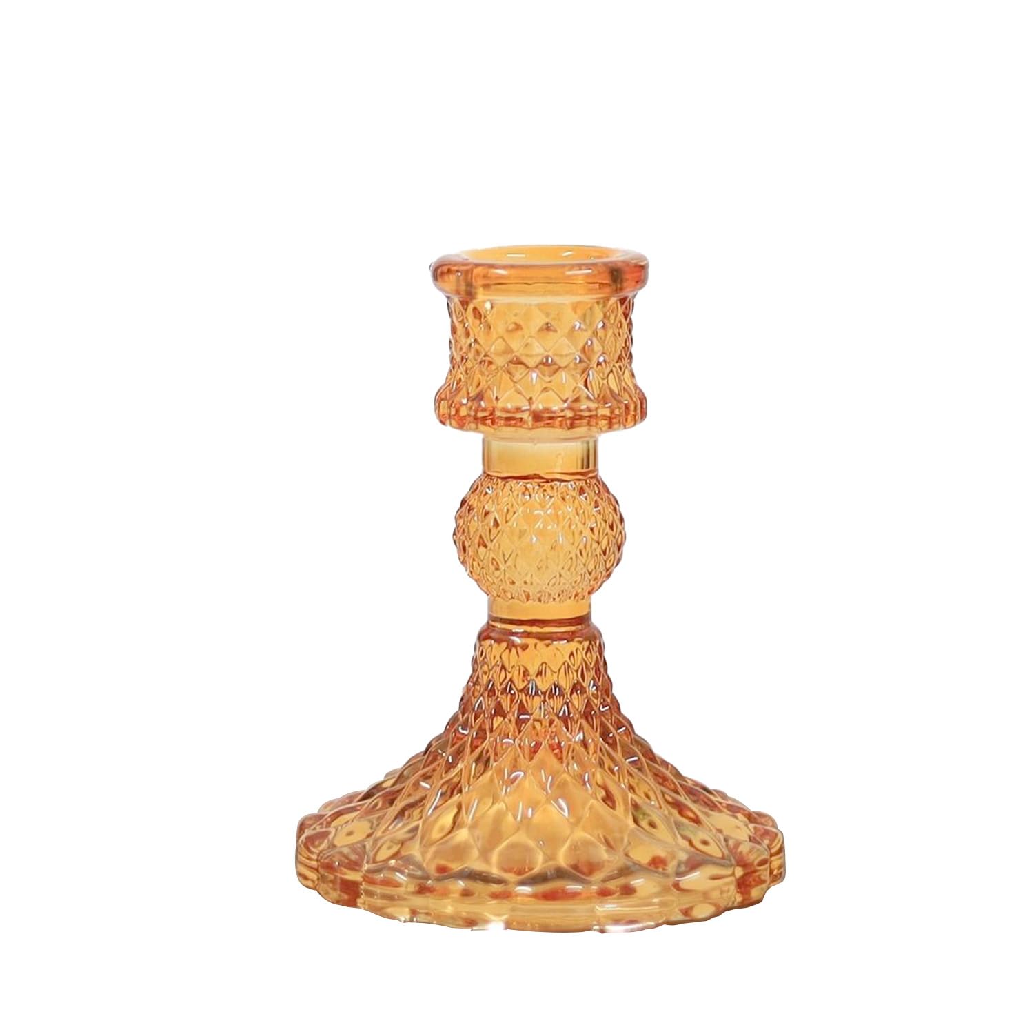 UNIQUE HOME LIVING Glass Candlestick Holder, Taper Candle Holders, Amber Crystal Glass Candle Holder for all Formal Events, Candlelight Dinner, Wedding, Dining, Party, Home Decoration
