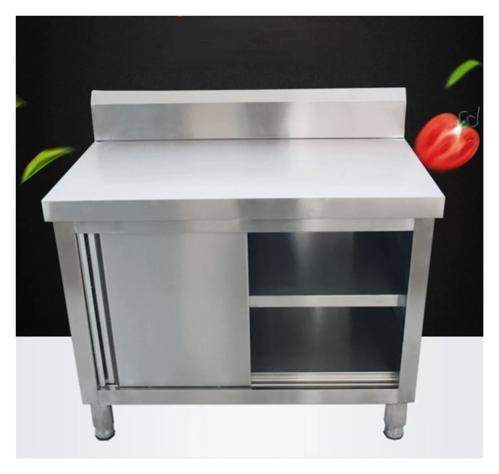 ZCXMNL Stainless Steel Table Cabinet For Prep & Work, Heavy Duty Commercial Workbench With For Kitchen, Restaurant, Hotel, Garage, And Warehouse(150x60x80cm)