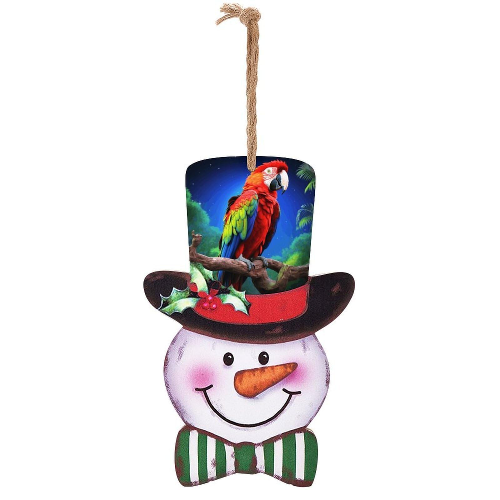 Parrot Snowman Decor Christmas Snowmans Hanging Decors Wooden Exquisite Holiday Decoration Sign for Home Window Wall Farmhouse Indoor Outdoo