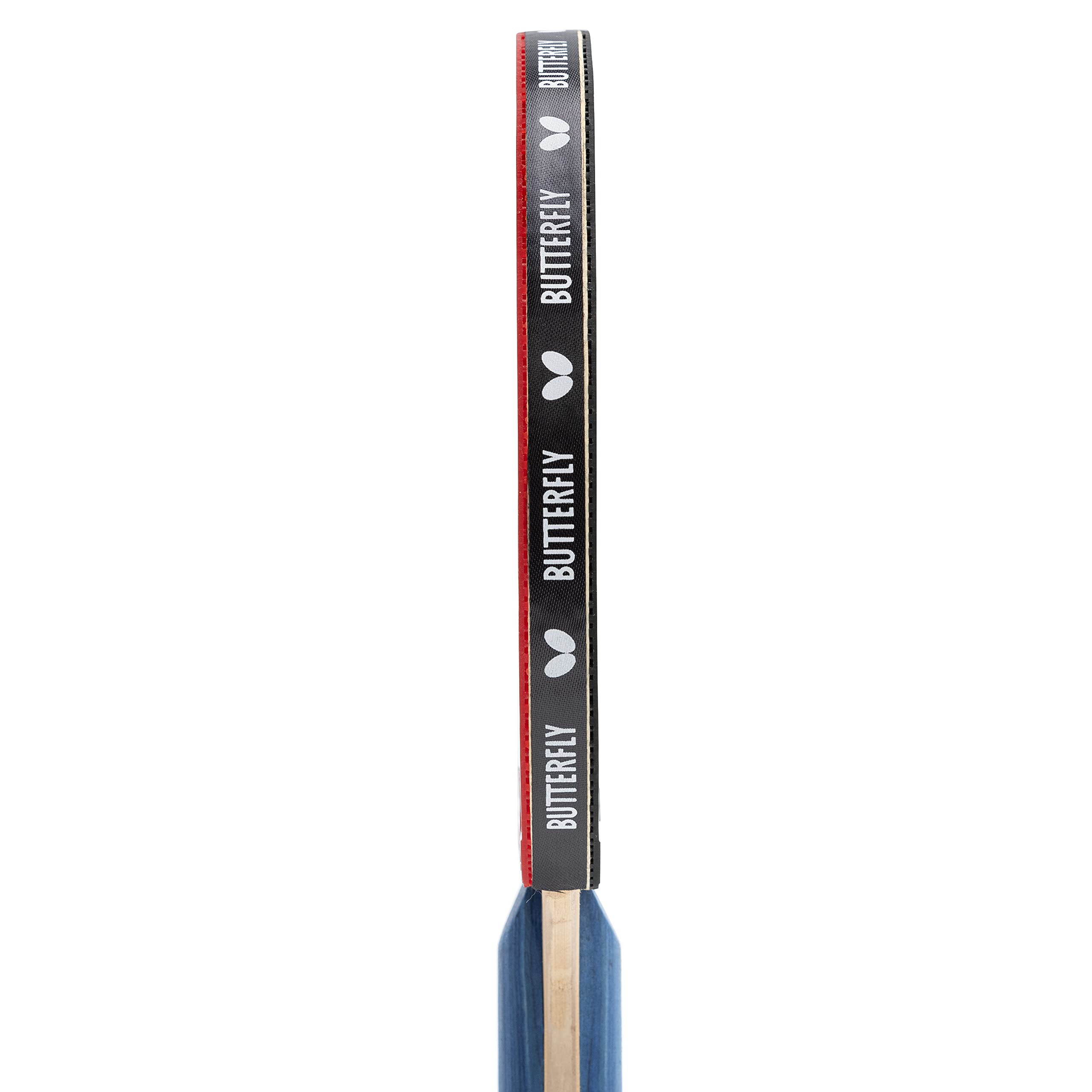 Butterfly Raquette de Tennis de Table Force | Raquette de Tennis de Table Professionnelle pour Joueurs avancés et compétiteurs | Revêtements homologués ITTF Noir/Rouge | Surface très adhérente
