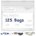 CURRAVAX Pill Pouch Bags for Travel Pack of 125- BPA Free 3 x 2.75 inch Pill Pouch - Pill Pouches for Medicine with Write on Label -Clear Ziplock Pill Baggies for Medicine Organizer