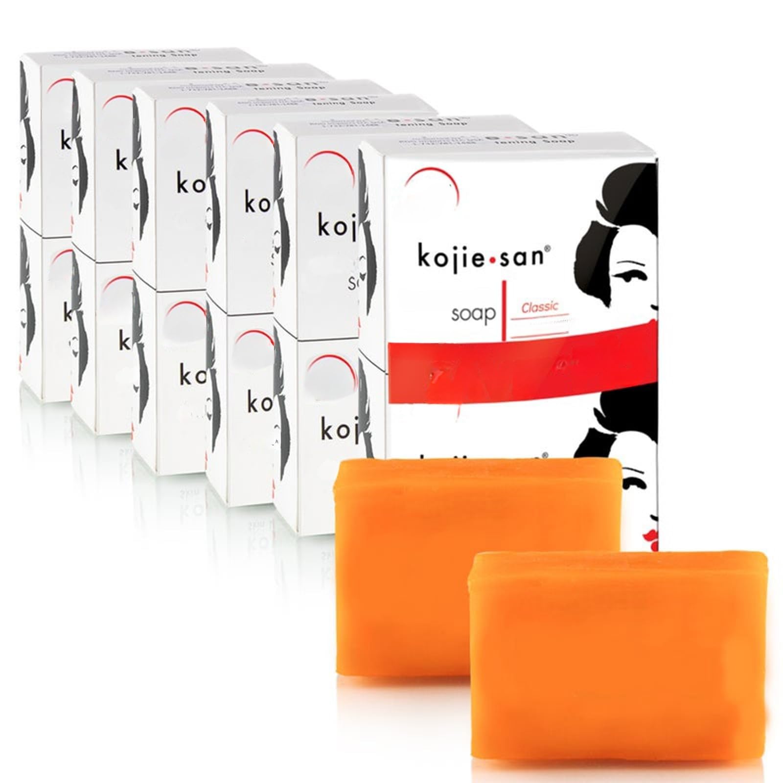 Kojie San Skin Brightening Soap - Bundle Pack - Original Kojic Acid, Dark Spot Remover Bar Soap with Coconut & Tea Tree Oil, 65g x 24 Bars