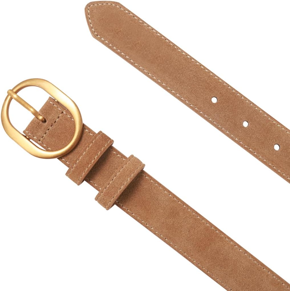Women's Suede Belt Casual Genuine Leather Jeans Belts Gold Buckle Elegant Waist Dress Belts - Image 4