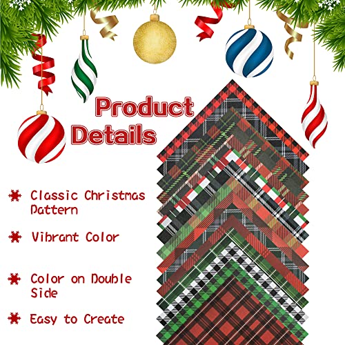 Haooryx 60 Sheets Christmas Plaid Origami Papers Double Sided 11”X11” Collection Decorative Red Green Plaid Craft Paper Bulk Christmas Card Making Scrapbook Specialty Paper Diy Craft Scrapbook Decor #TOP3