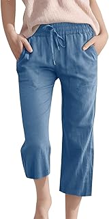 Pantalones 3/4 para niñas, cintura elástica, pantalones casuales holgados con bolsillo, pantalones escolares para verano