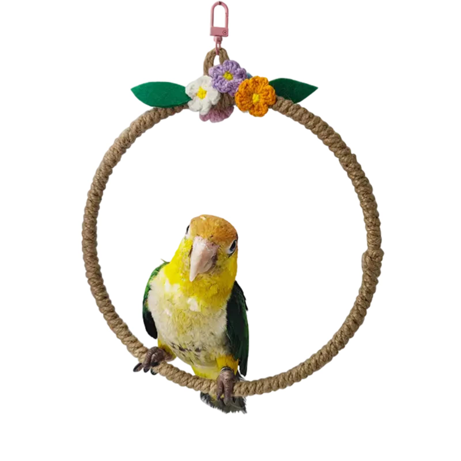Barn Eleven Bird Toys Metal Cotton Rope Swing Parrot Perch Swings Toys Parrot Cage Toys Bird Hanging Swing Chewing Toys for Parrots Budgie Parakeet Cockatiel Cockatoo Conure (Large)