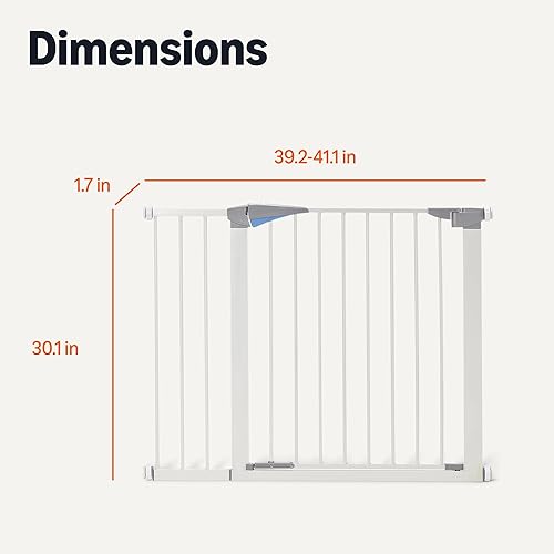 Miniatura 5 de Tienda Basics Puerta de metal ajustable para mascotas, 28.3 x 1 x 30 pulgadas, blanco y gris