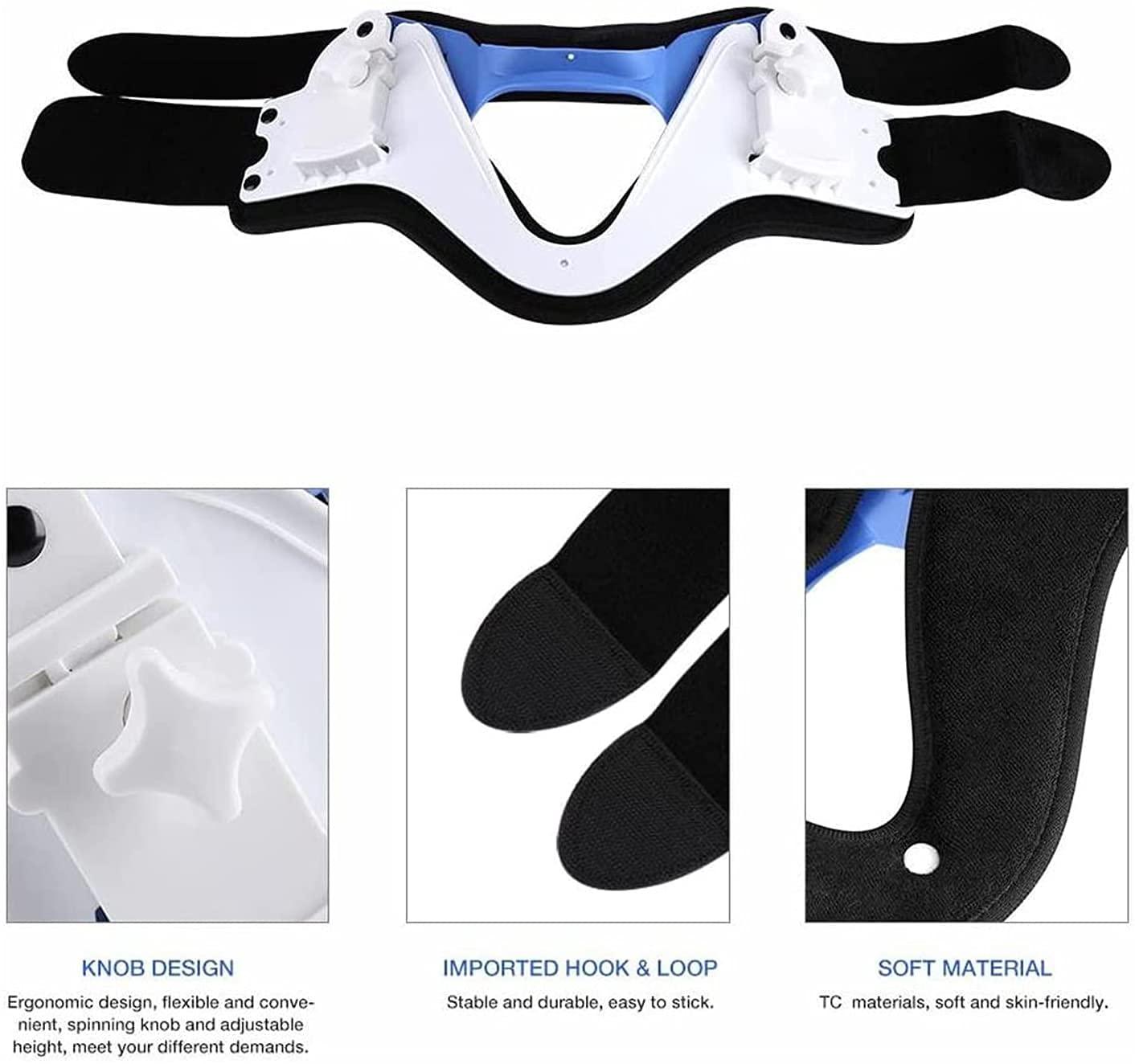 FOOJO Collar ortopédico para el Cuello para la Postura|Soporte para el Cuello con Altura Cervical Ajustable|para el Dolor de Cuello, estabiliza y Alivia la presión en la Columna Vertebral