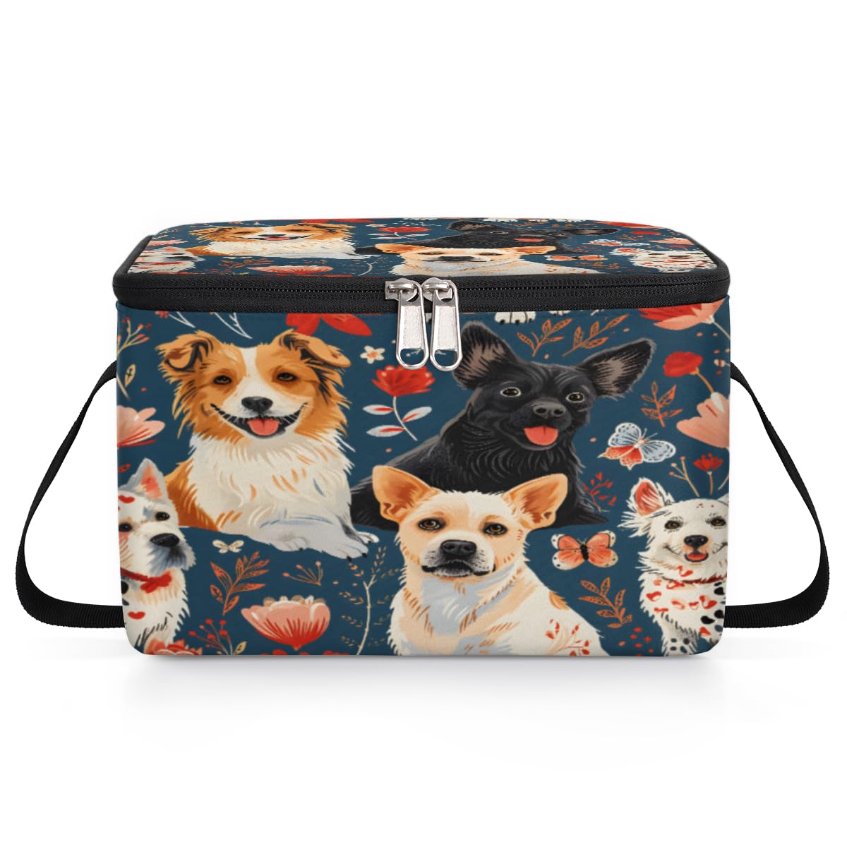 GzLeyigou Dogs Husky Lunch Bags for Women Men 9 Cans, Hot & Cold Food Delivery Bag Insulated Grocery Bag Insulated Lunch Box Valentine's Day Cooler Bag for Office Work Picnic Beach