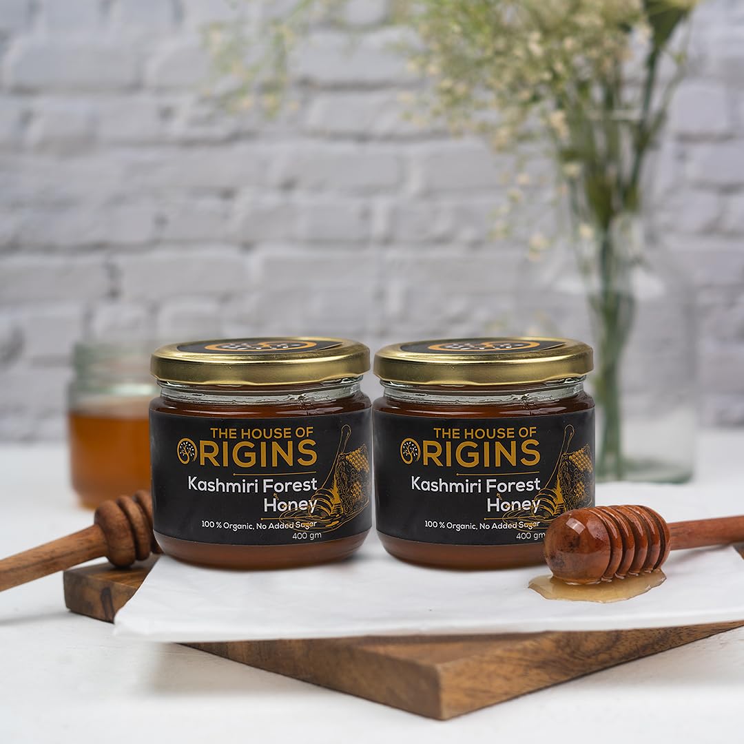The House of Origins Premium Kashmiri Forest Honey | 100% Raw & Pure Honey | Unprocessed | No added sugar | Original Multi Floral wild Honey | Net 800 gms (Pack of 2))